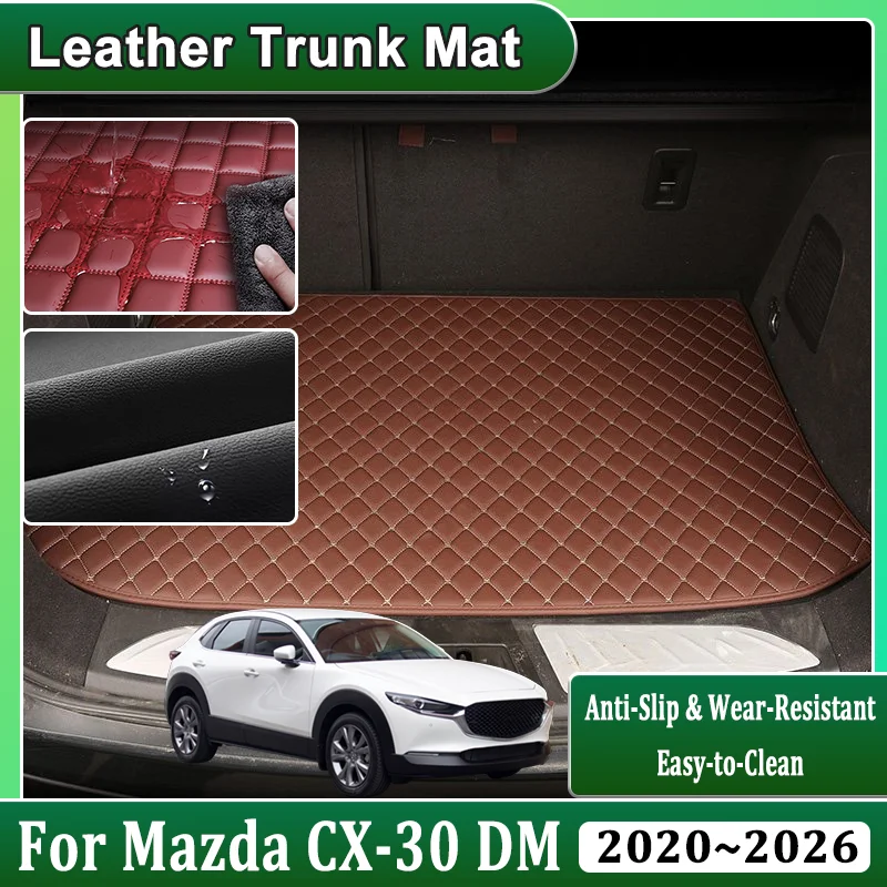 Leather Trunk Mat For Mazda CX-30 CX 30 DM 2025 Accessorie 2020~2026 Rear Cargo Protective Storage Waterproof Boot Liner Bodykit