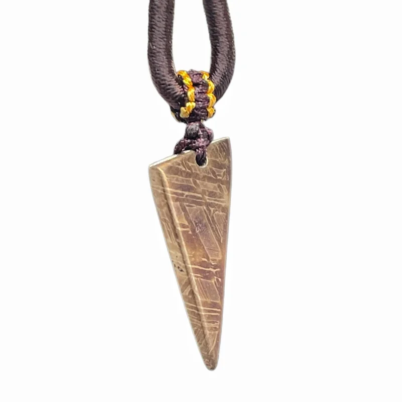 Muonionalusta Iron Meteorite Necklace Triangle Shape High Temperature Color Slice  Space Rock Pendant Collectible Gift -LK328