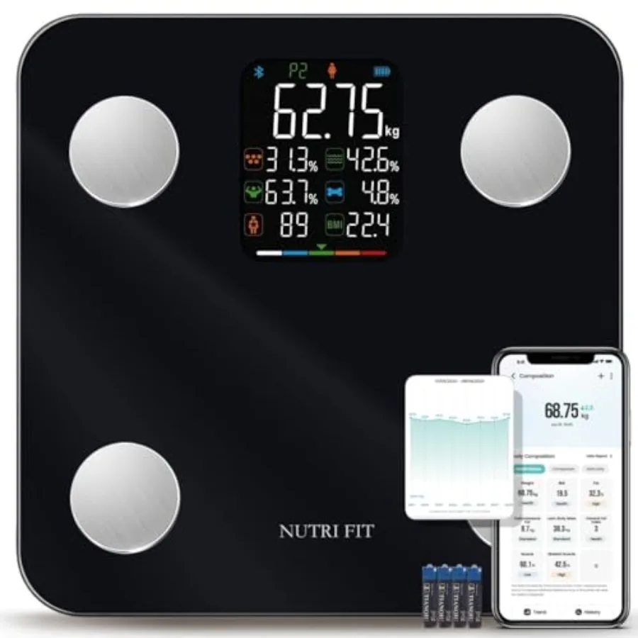

Smart Scale for Body Weight Scale with Body Fat BMI Muscle, Digital Bathroom Scale Bluetooth Composition Analysis Sync App, 17