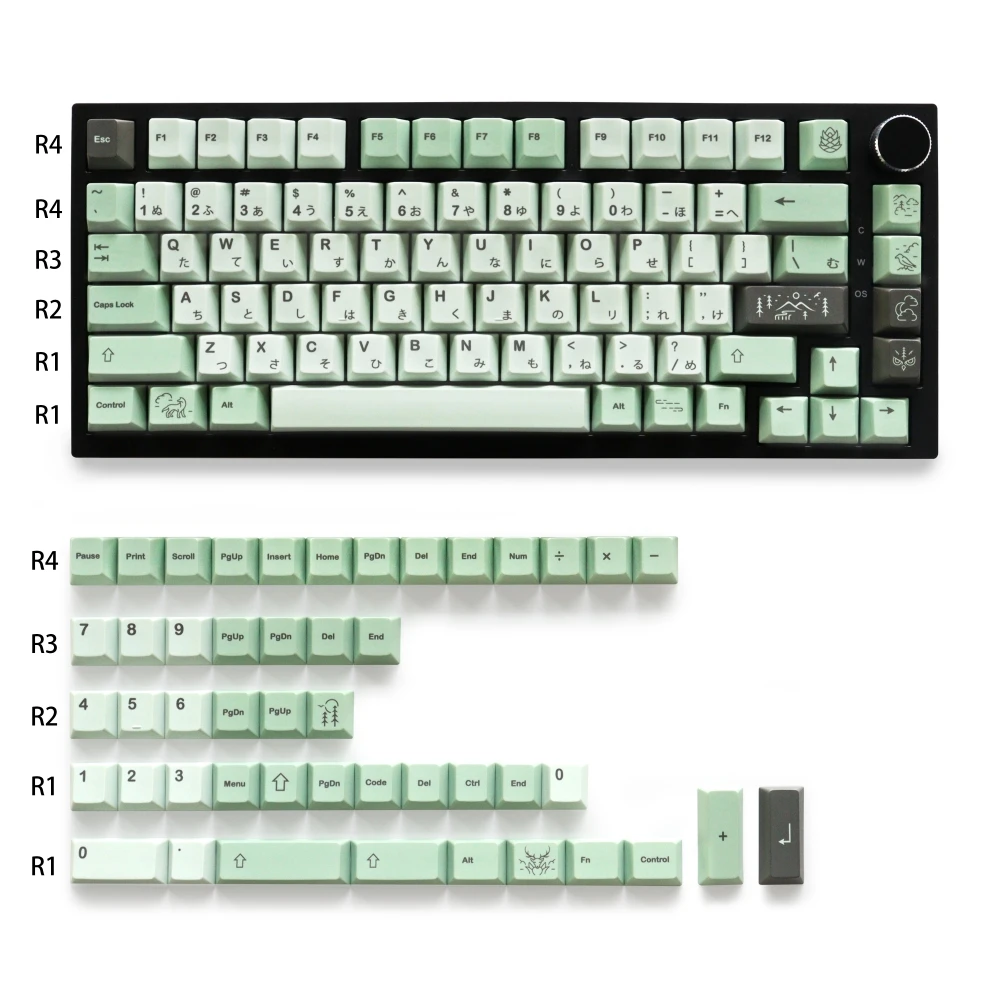 

November Fog Keycaps Cherry Profile PBT 129 Keys Five Side Dye Sub for GH60/61/64/84/87/96/104/108 Mx Switch Mechanical Keyboard