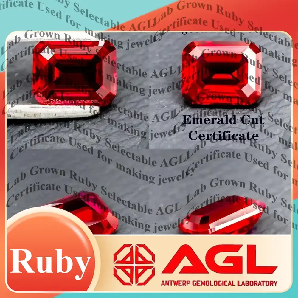 

Искусственный рубин для самостоятельного изготовления ювелирных изделий, цвета «голубиная кровь», изумрудная огранка, VVS1, синтетический драгоценный камень для колец, ожерелий, серег