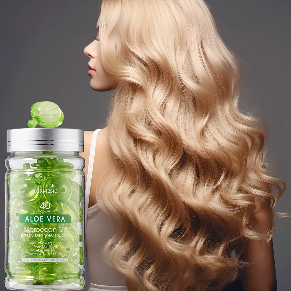 الألوة جوهر الزيت المغربي للعناية بالشعر كبسولة زيت جوهر، جوهر الترطيب