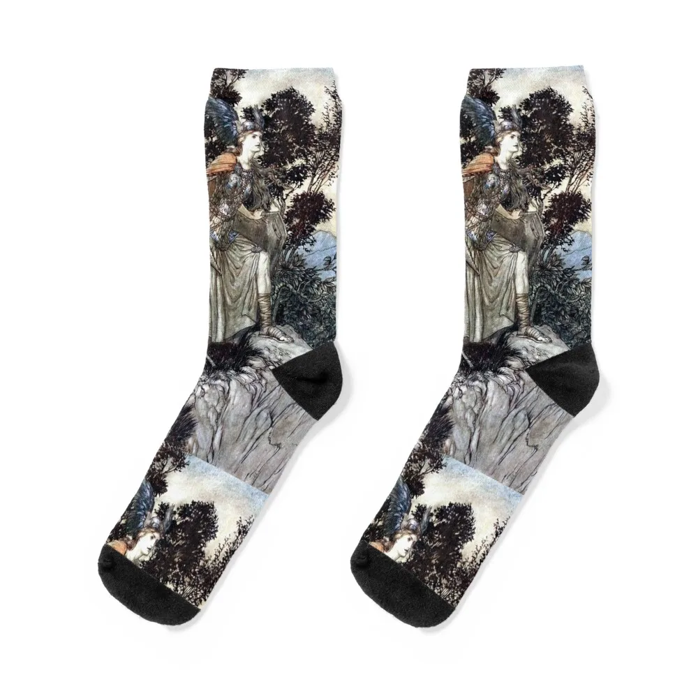 

Brunhilde - Rhinegold and the Valkyries - Arthur Rackham Socks Climbing winter moving stockings Socks Women's Men's