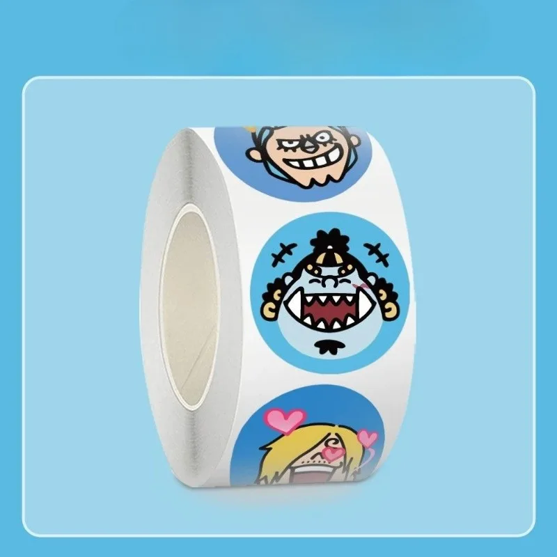 500 stickers/roll One Piece Sticker Big Head Cartoon Luffy Nami Sanji Usopp DIY Handbook Material Sticker Round Sealing Sticker view 3