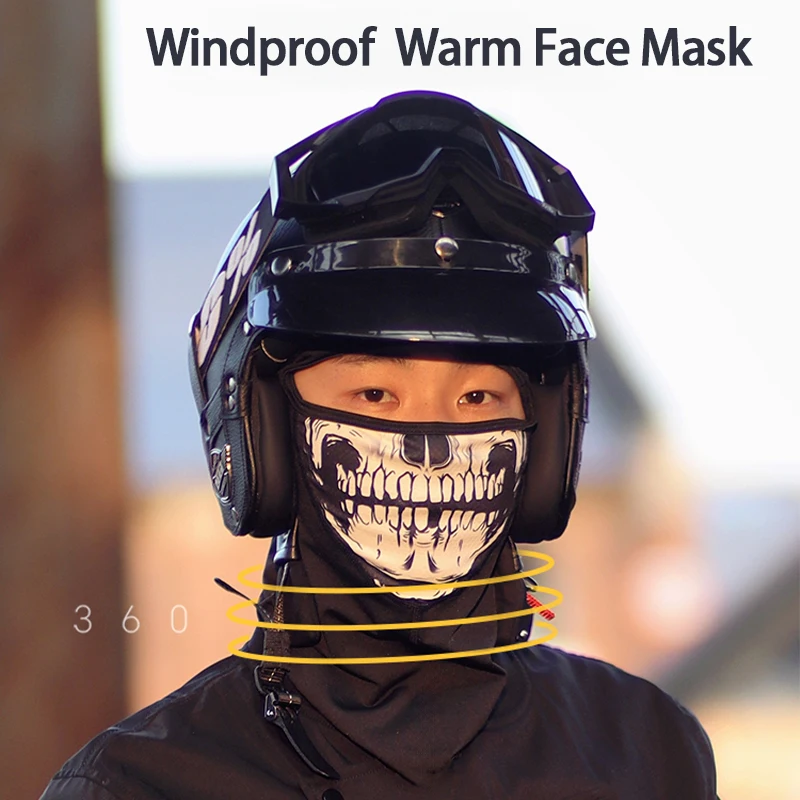 Winter Motorcycle Warm Mask Plus Velvet Windproof Cold Rider Neck Cover Ski Full Face Headgear Skull Balaclava Bike Equipment view 4