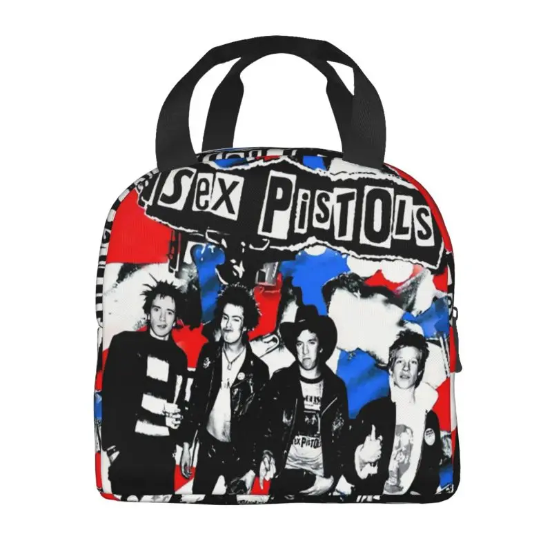 Sex Pistols Thermal Insulated Lunch Bags Women Heavy Metal Rock Band Portable Lunch Tote for Outdoor Camping Travel Food Box