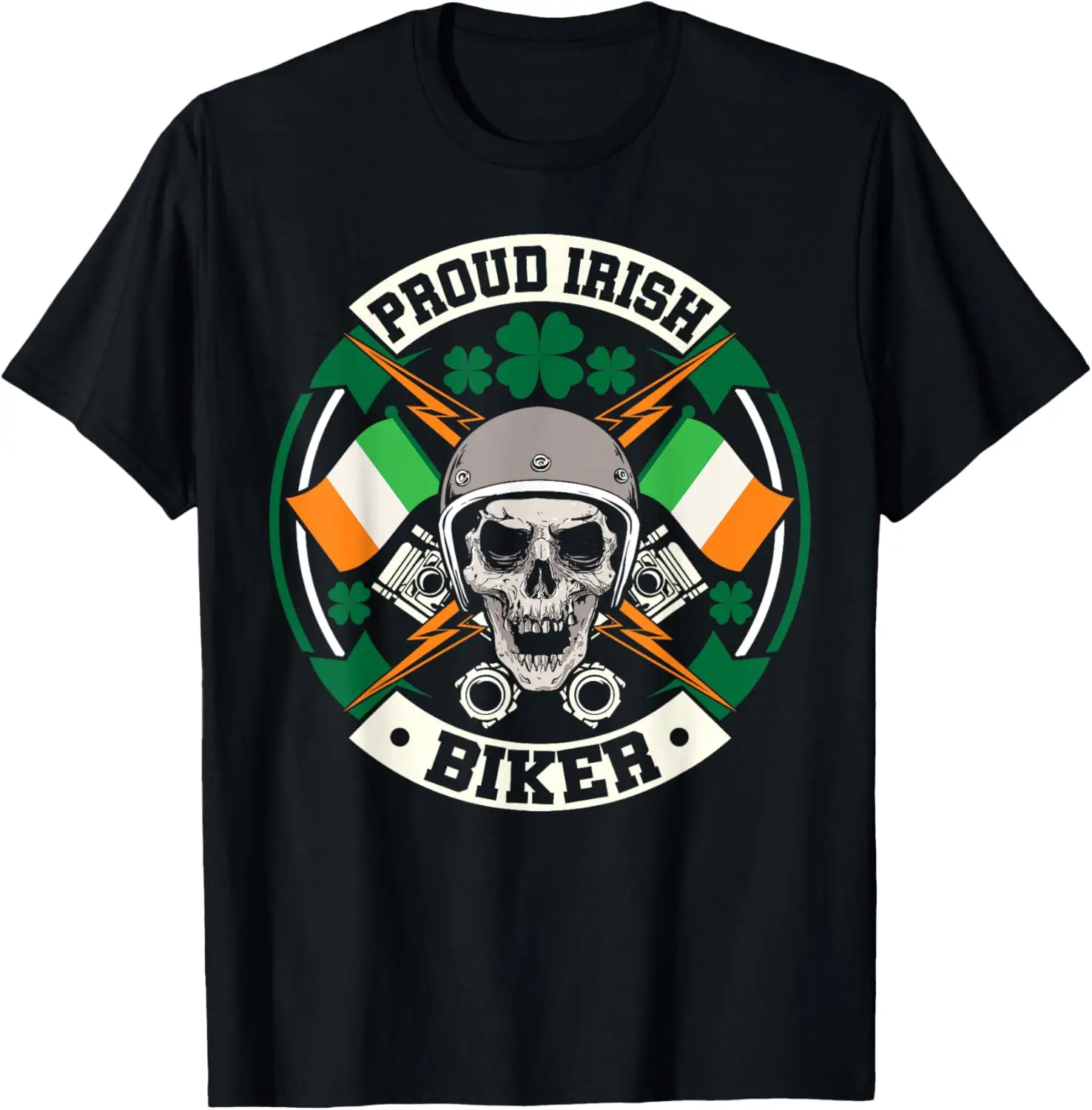 

Motorcycle Proud Irish Biker Ireland Skull St Patricks Day T-Shirt