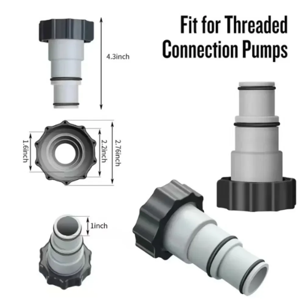 محول خرطوم حمام السباحة مع الياقة، أجزاء صيانة بديلة لأجزاء حمام السباحة لمضخات التوصيل الملولبة من انتكس