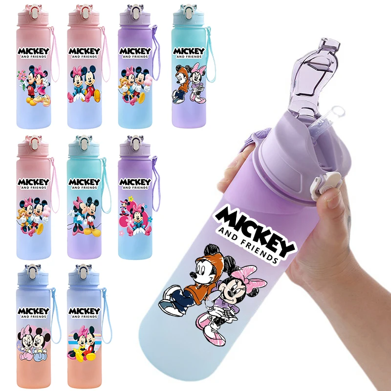 Large Capacity Sport 750ml Mickey Mouse Water Bottle Leak Proof Colorful Plastic Drinking Outdoor Travel Portable Water Cup