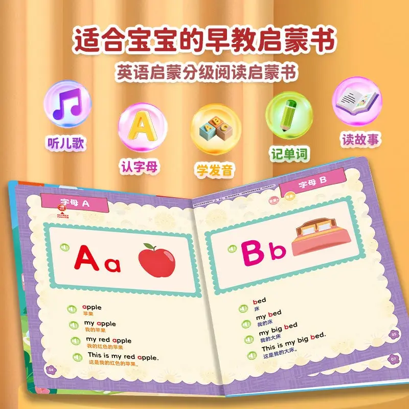 Touch Read Talking Literacy Sound Book, 1200 Pictograph Chinese Characters, Early Pre-school Learning Picture Book for Kids 0-3