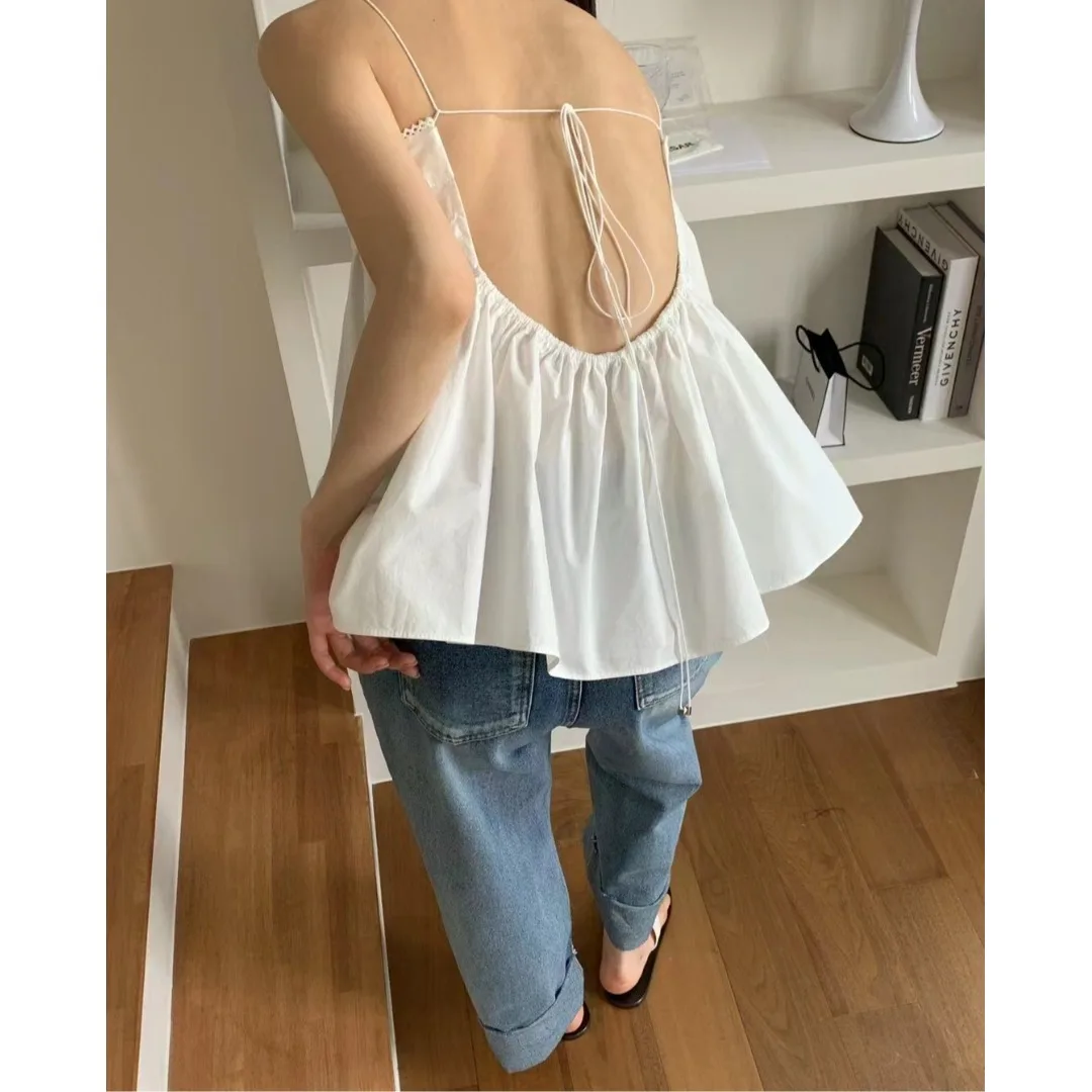 Verano Vaion Sle Bal chaleco con tirantes para mujer Top suelto empalme diseño de encaje primavera Otoño Invierno ropa Casual coreana Sle