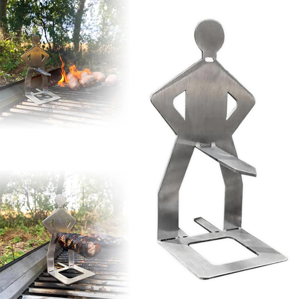 Stainless Steel Human Shaped Sausage Rack Creative BBQ Stand For Even Grilling Outdoor Party Barbecue Tool Accessories