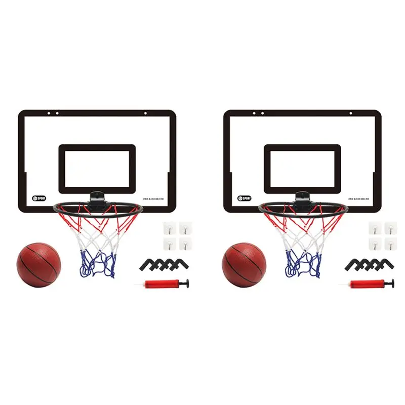 RTENTE-2X Indoor Mini Basketball Hoop Set For Kids Adjustable Mini Basketball Hoop Set Basketball Gifts For Kids Black