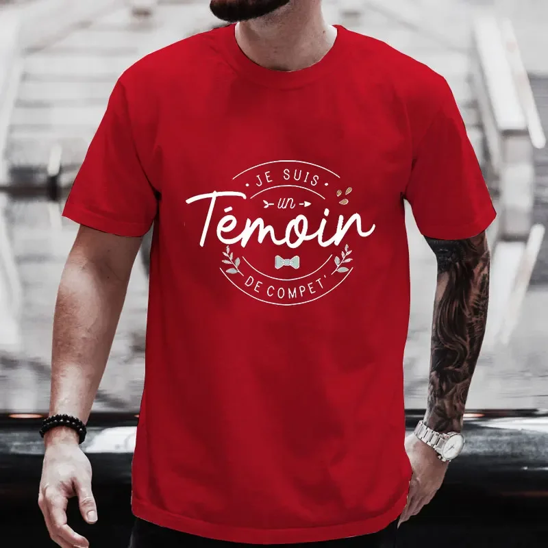 Temoin French Print T Shirt Groom Bachelor Party T-shirt Letter Graphic Tee Wedding Evg Tops Groomsman Clothes Best Man Tshirts