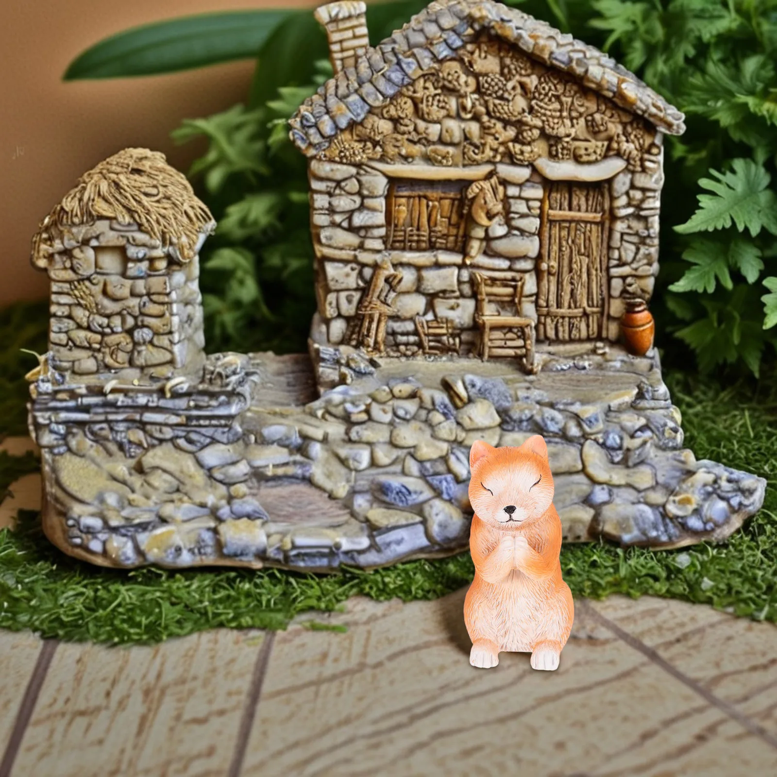 

Miniature Resin Dog Ornament Animal Statue Desk Tea Pet Fairy Landscape Home Decor Small Figure Micro Landscape Animal