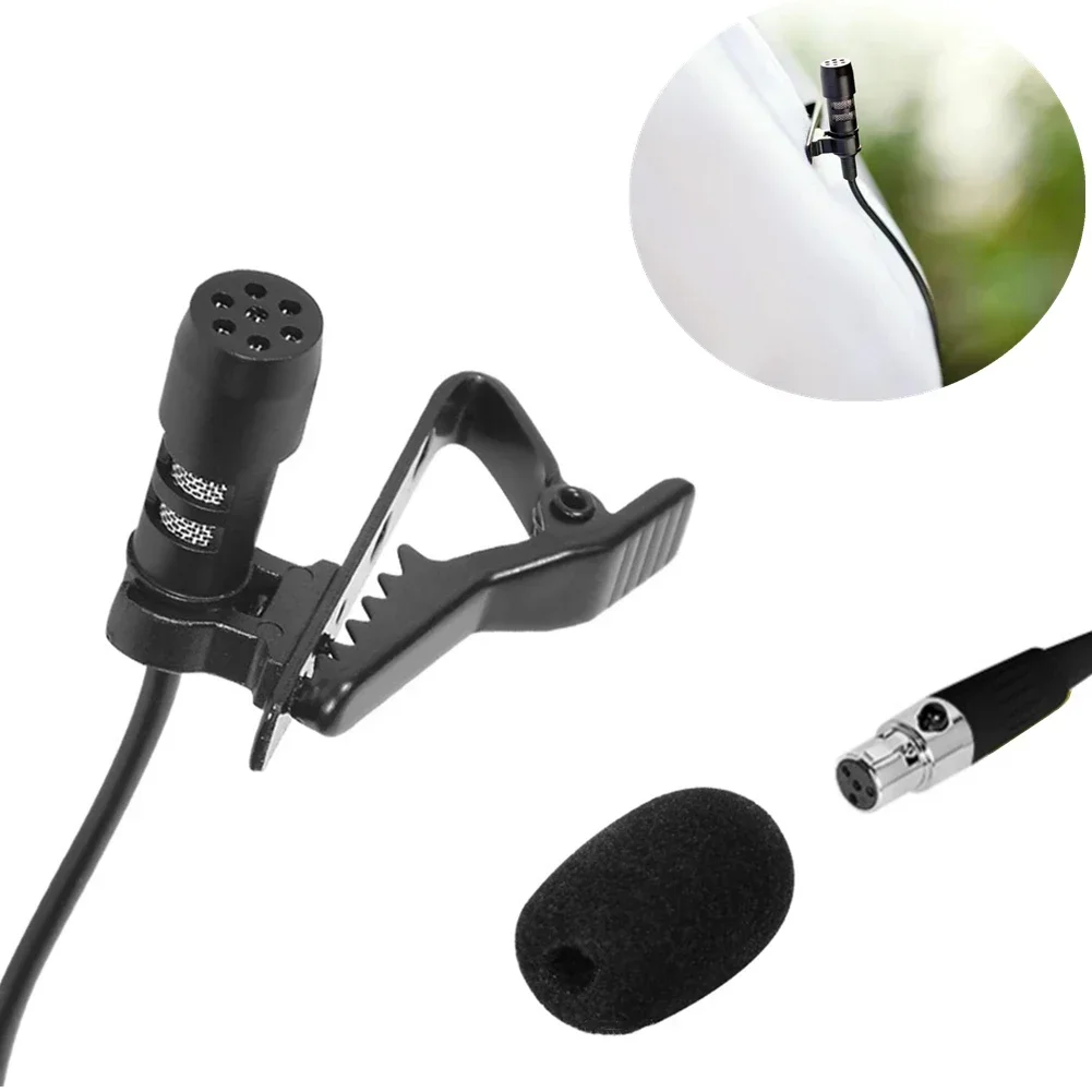 Black Lavalier Lapel Clip Microphone Mic 4-PIN Mini XLR TA4F For Shure Wireless Compact Miniature Lavalier Microphone