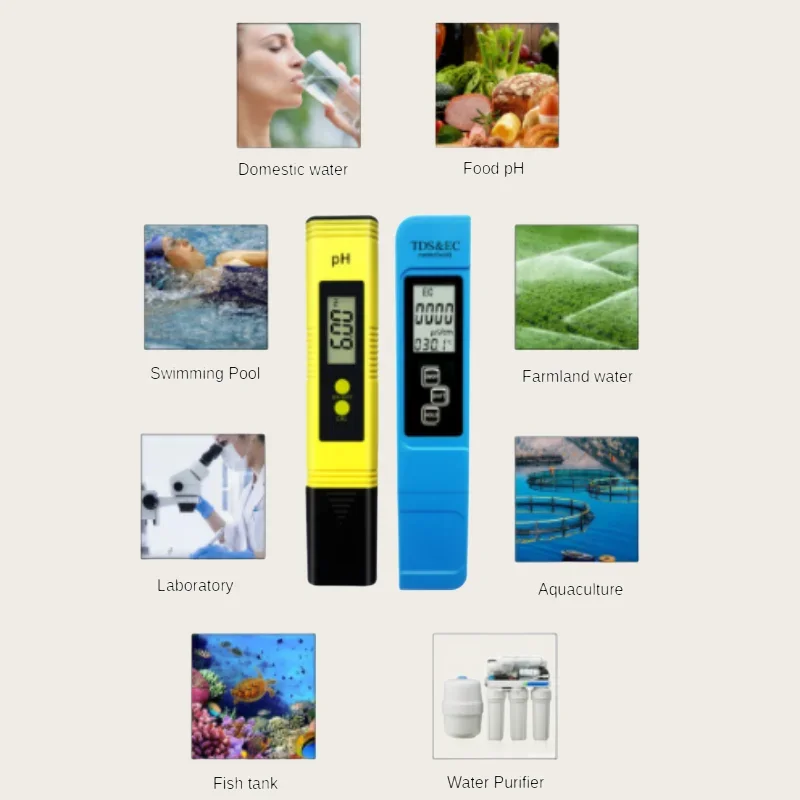 2pcs TDS PH Meter Digital Water Tester 0.01ph High Accuracy PH Meter 0-9990ppm Temperature TEMP PPM Tester