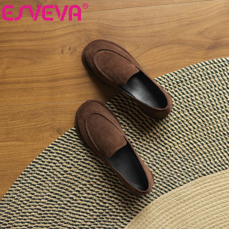 

ESVEVA 2025 new women's flat bottomed loafers with comfortable soles and heels, sizes: 34-42