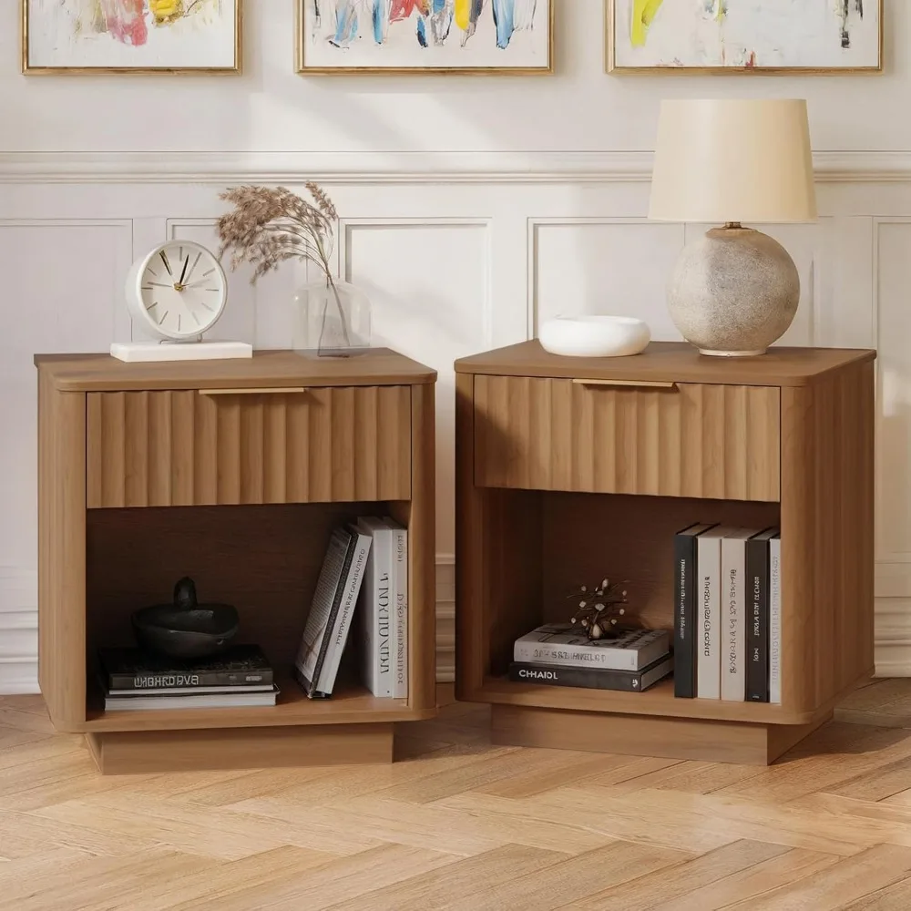 

Набор из 2 прикроватных тумбочек, набор из 2 прикроватных тумбочек для спальни, приставные столики с ящиками для гостиной, современная тумбочка середины века, дерево