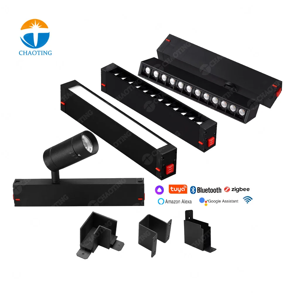 Surface Suspended Embedded Led Magnetic Track Spot Light Adapter Brand Lamp Source Non Magnet Track Rail Lighting System Leader