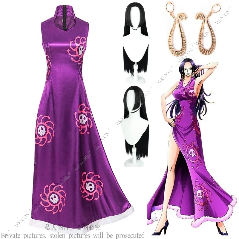 هانكوك بوا كوميك كون زي شعر مستعار هالوين زي حفلة امرأة الكبار مثير كوميك كون Oneesan تمويه فستان أرجواني مجموعة الأذن كليب