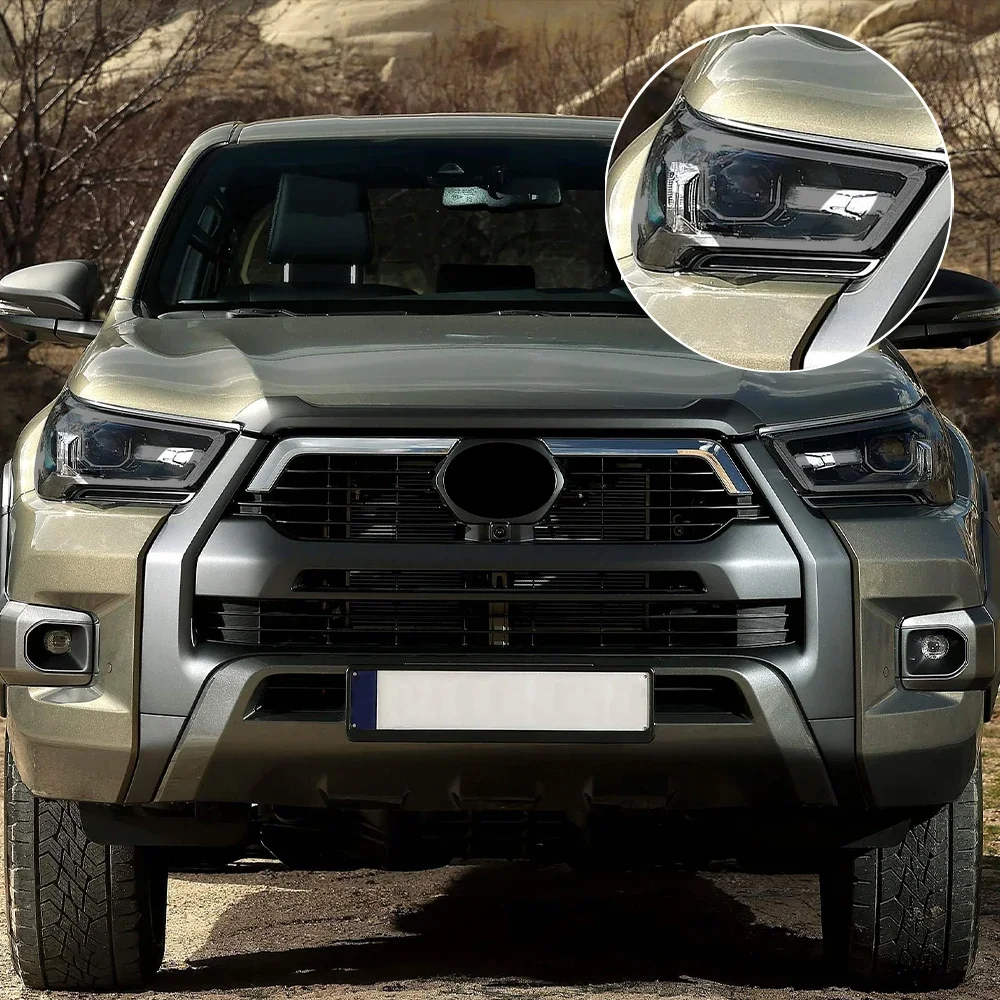 For Toyota Hilux 2024-2025 Headlight Protective Film Pre-Cut Smoke Black TPU PPF Vinyl Wrap Protective Kit - view 4