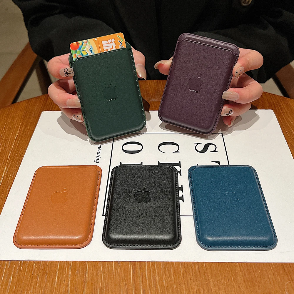 الأصلي أبل الجلود Magsafe محفظة حامل البطاقة المغناطيسية آيفون 16 14 12 11 13 15 17 برو ماكس حالات غطاء الملحقات