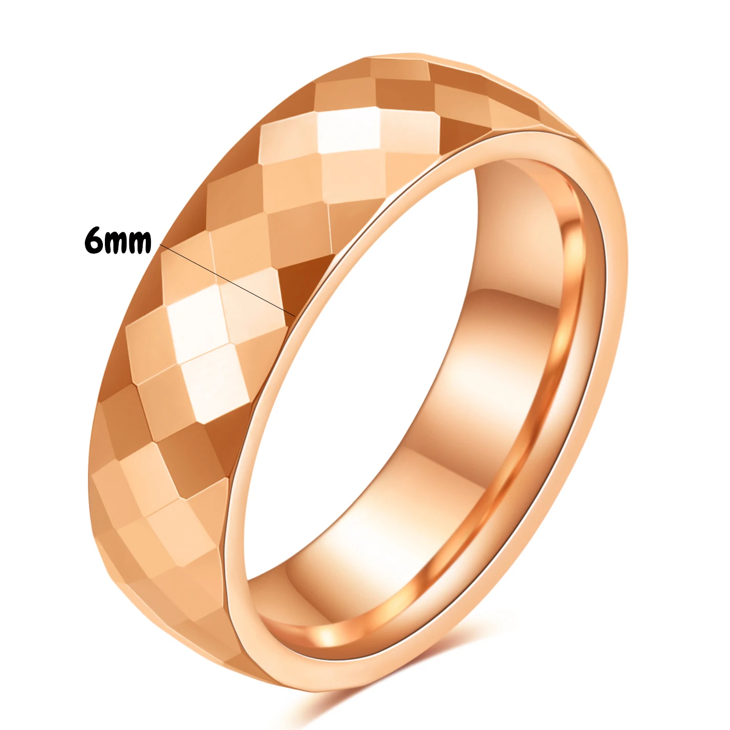 4MM/6MM Schwarz Rose Gold Facettierte Kante Kuppel Poliert Wolframkarbid Ehering Paar Ringe für Frauen Männer Größe 5-12 – Detail 9
