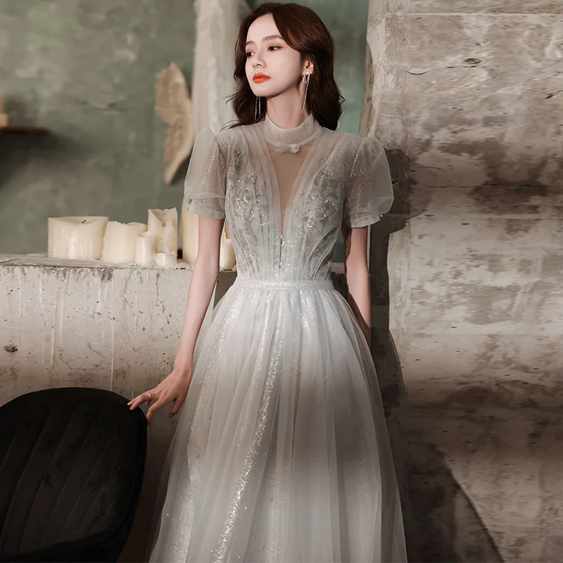 

Robe de soiree Sexy New V-Neck Beaded Long Elegant gowns Mermaid Evening Dresses Vestido de festa Prom dresses Party dresses