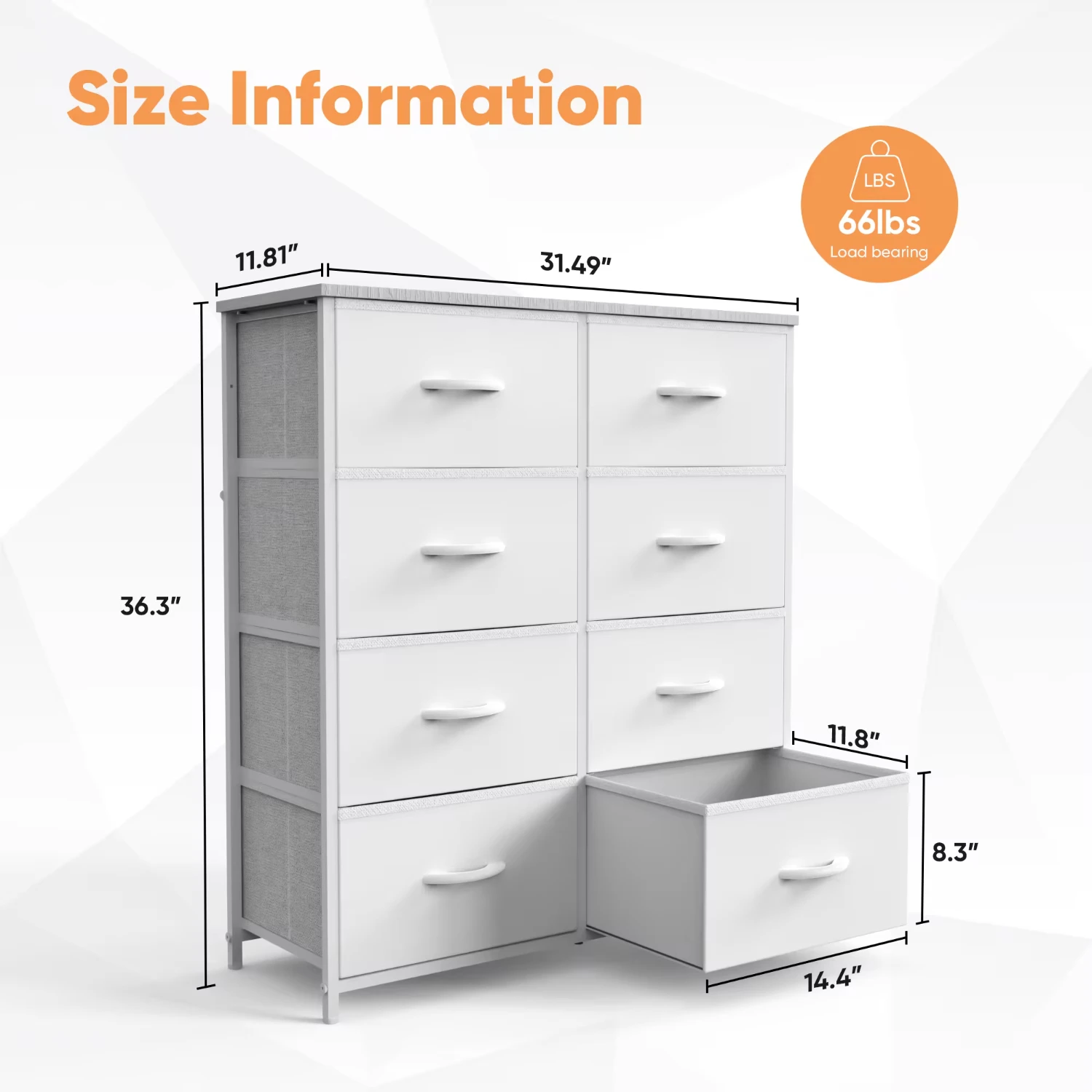 Children\'s Wardrobe Bedroom With 8 Fabric Drawers Cabinet Steel Frame Assembly Closet Clothes