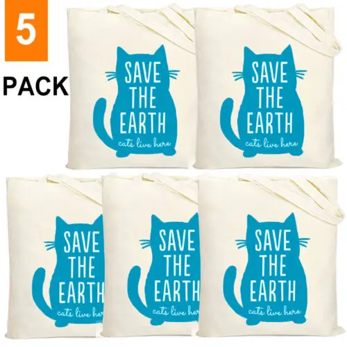 

Sindax 5 PACK Cotton Shoulder Tote Bag Canvas shopping bag Casual Bulk Grocery Bag Lot