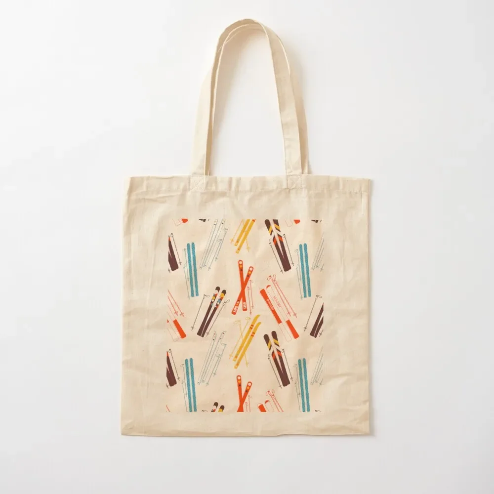 Retro Ski Pattern on Cream Tote Bag Shopping bags ecological bags Bag