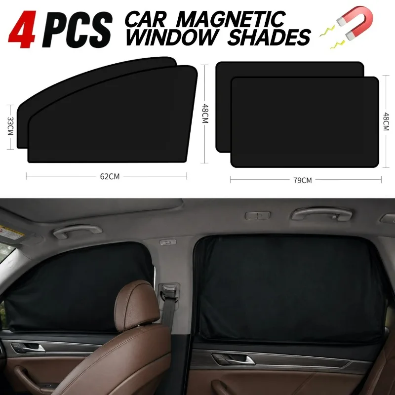 4Pcs/Set Magnetic Curtain Protectors Universal Side Window Sunshades UV Protection Car Sunshade Curtains for Sleeping Travel