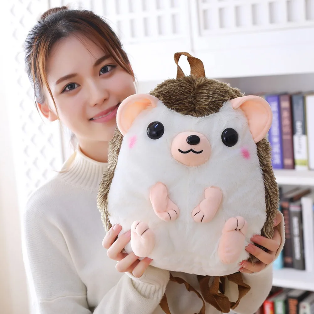 30ซม.* 28ซม.การ์ตูน Hedgehog ตุ๊กตากระเป๋าเป้สะพายหลังตุ๊กตาของเล่นเด็ก Plush กระเป๋านักเรียนเด็กหญิงวันเกิดของขวัญ