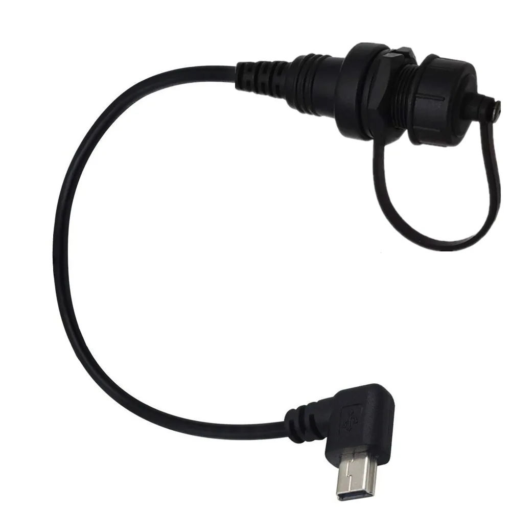 Mini USB 90° Angle Male to USB 3.1 Type C Female  AUX Flush Panel Mount Waterproof Cable for Car Truck Boat Motorcycle Dashboard