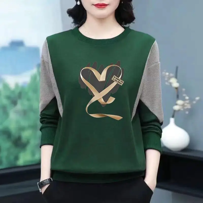

Thickened Fleece Lined Warm Base Layer Shirt Mommy Style Inner Wear Velvet Finish Korean Fashion round Neck Long Sleeve T-Shirt