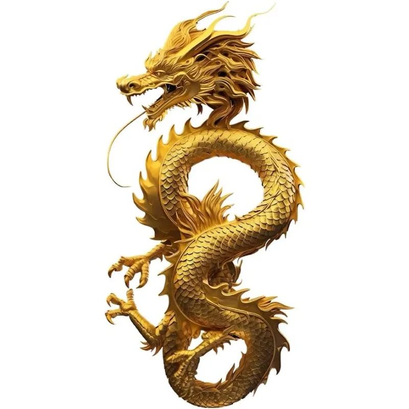 1Pc Golden Dragon Vinyl Sticker, Waterproof Decal for Car Window Trunk Helmet, Holiday Gift