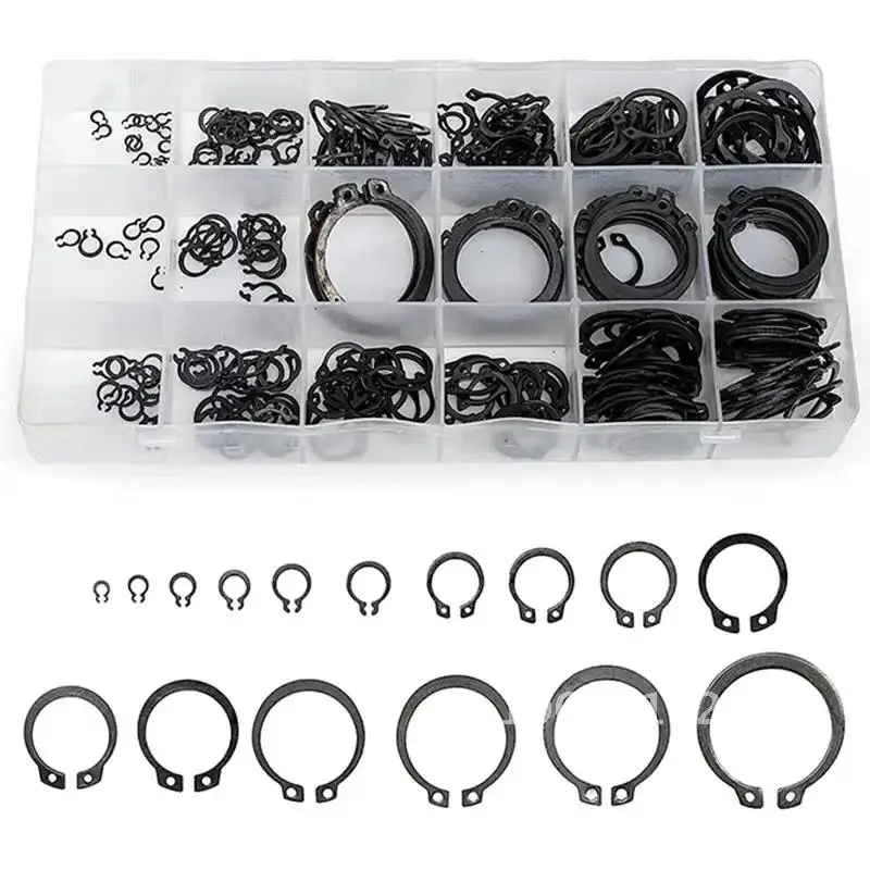 

Snap Ring Circlips 300 Piece Steel Rings Washer Set 18 Parts Grooved Pins Carbon 2mm-32mm Sizes Studs Secure Shafts Retaining on