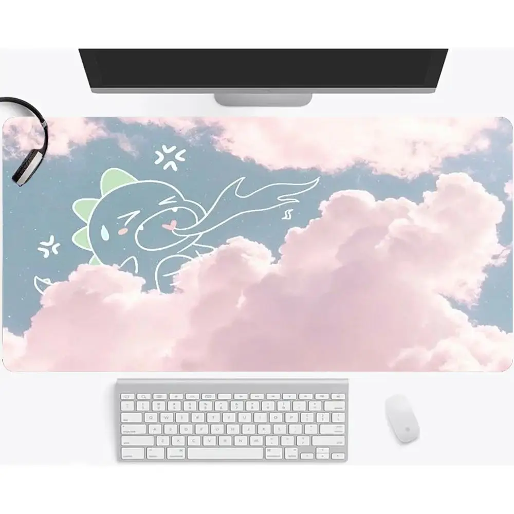 Large Size Mousepad Dinosaur Floating Cloud Sky Cute Cartoon Table Mat For Laptop Keyboard Accessories Playmat