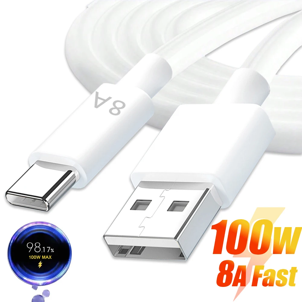 100W 8A Super High-speed Charging USB C Data Cable Quick Data Transfer Phone Type C Wire Cord for Samsung Xiaomi Huawei Android