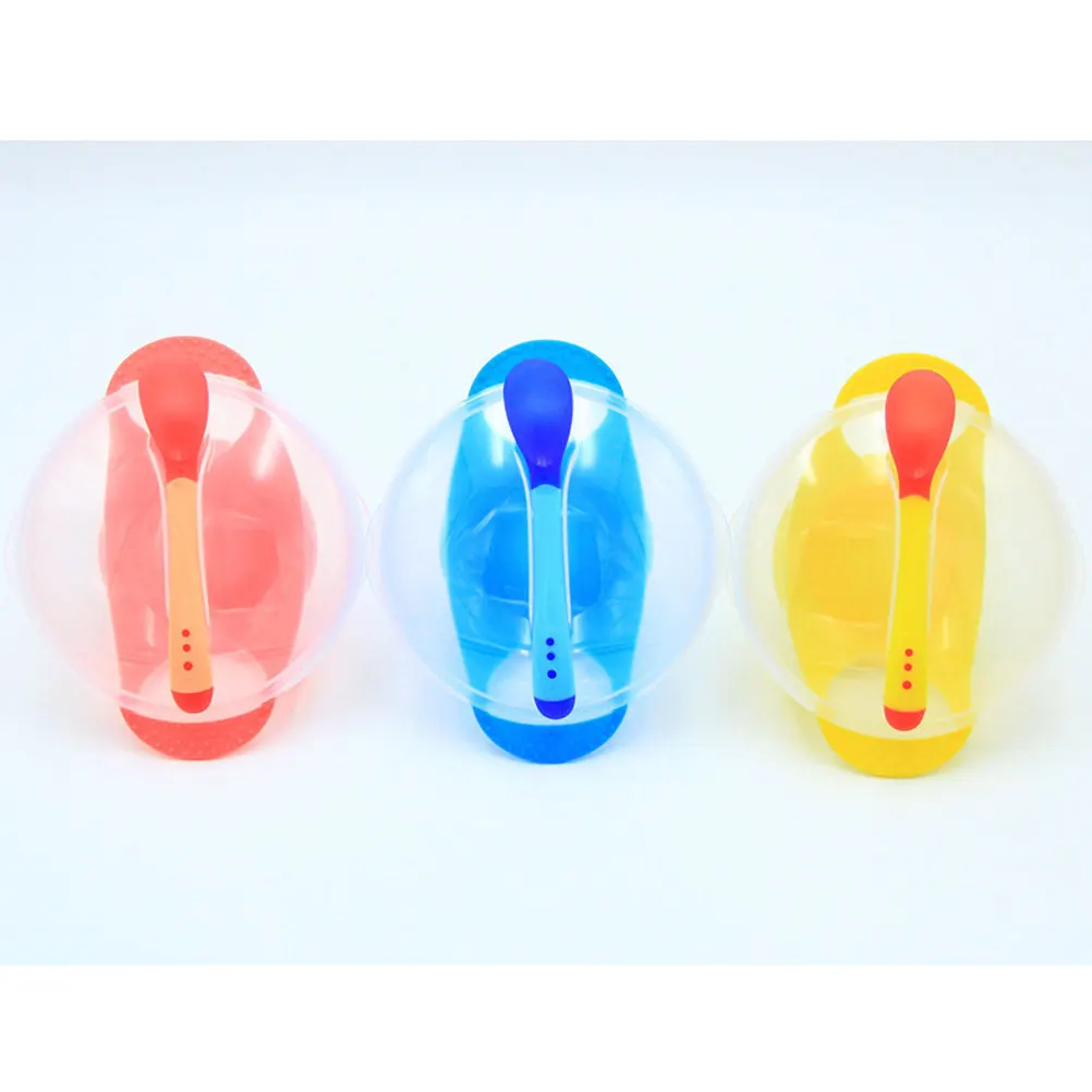 

Kids Suction Bowl with Lid Snap-in Spoon Set Yellow Baby Tableware Bowl Baby Bowls with Lids Kids Tableware