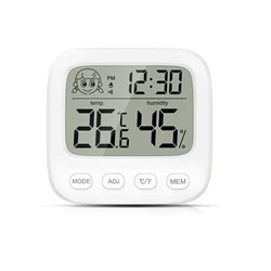 Digital Hygrometer Indoor Thermometer Room Thermometer and Humidity Gauge with Backlight Clock for Home Office Travel