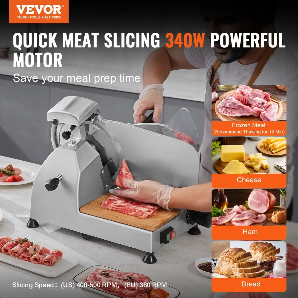 VEVOR Meat Slicer  Electric Deli Food Slicer with   SUS420 Stainless Steel Blade and Built-in Sharpening Stone