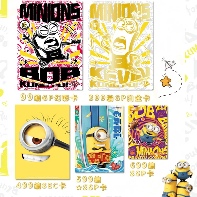 Genuine Minions Series Big Eyes Cute Cartoon Collection Card Film Characters Periphery Limited SSP SEC FSP Trading Card For Kids