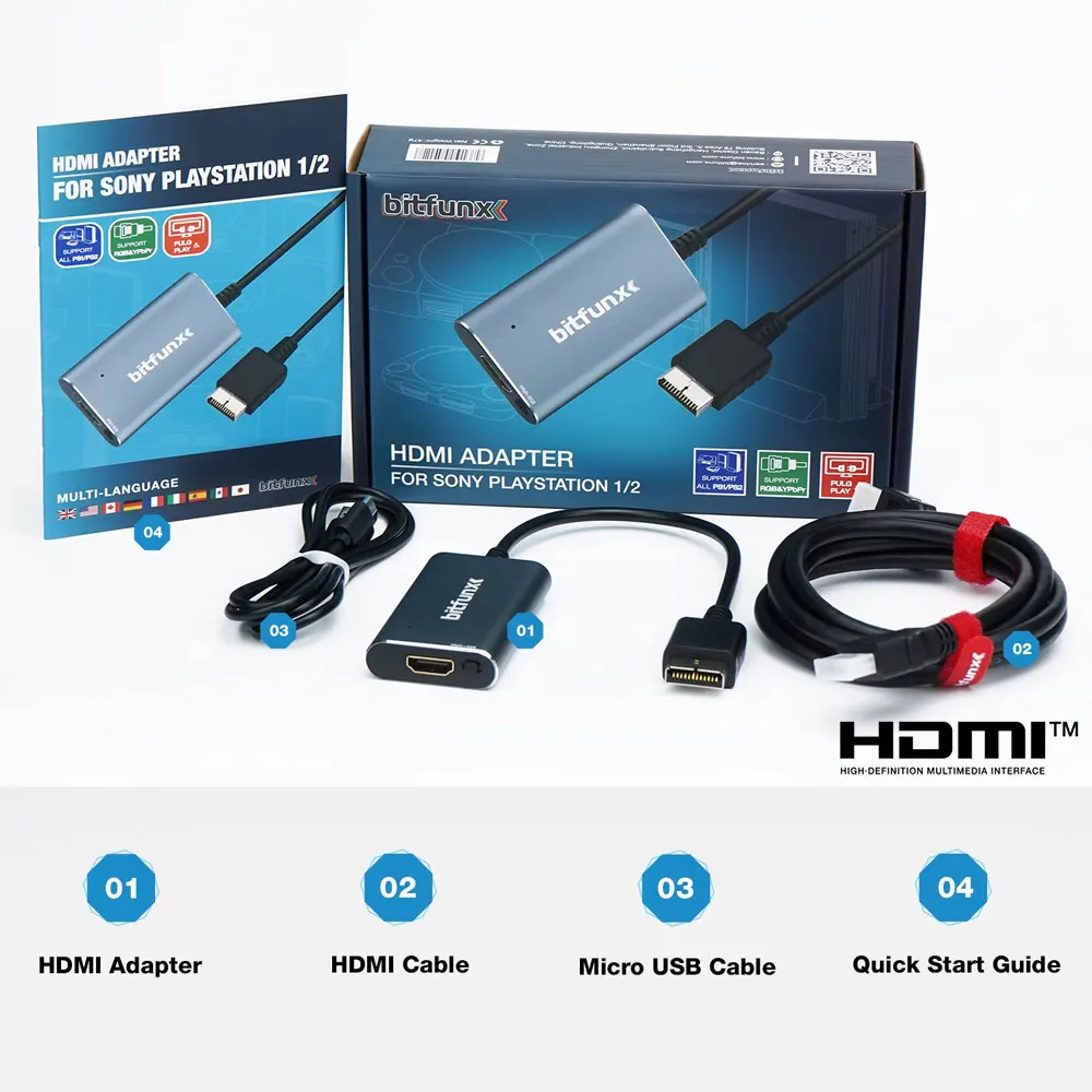 BitFunx HDMI ™   Convertitore per console di gioco PS2/PS1 con adattatore video Switch da RGB a YPbPr per PS1