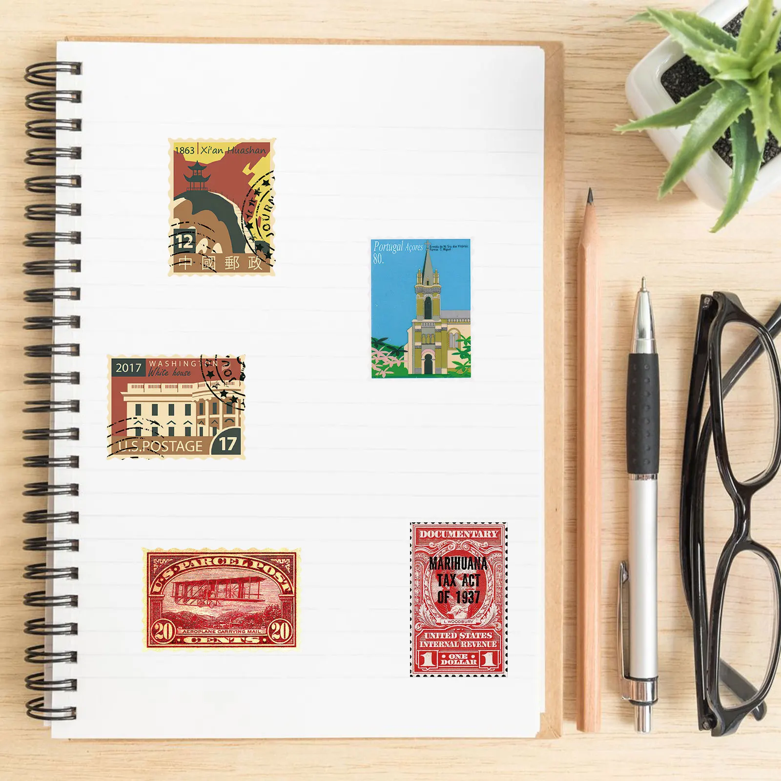 10/30/50pcs Retro Travel Stamp Stickers Vintage Decals Scrapbook Phone Laptop Guitar Stationery DIY Waterproof Sticker Kids Toy