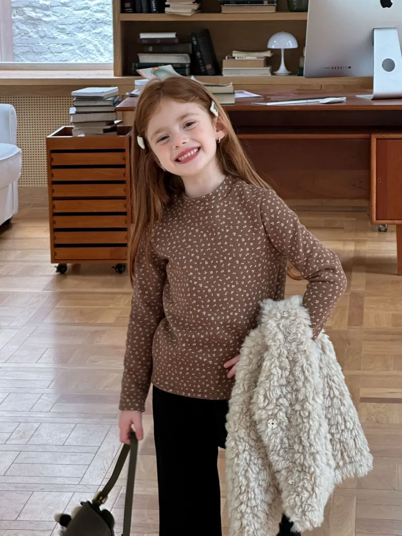 Shirt Childrens Velvet Bottom Coat Winter Girls Top Thickened Warm Baby Knitted Inner Style New Item Trendy 2025