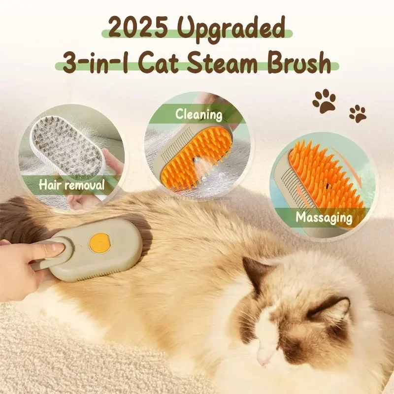 Cat Dog Steamy Brush Steam Brush Electric Sprayer for Massage Pet Grooming Tool Shedding 3 in 1 Electric Sprays Massage Combs