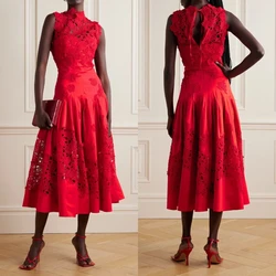 Customized    Classic Modern Style Formal Evening High Collar A-line Laces Bespoke Occasion Dresses