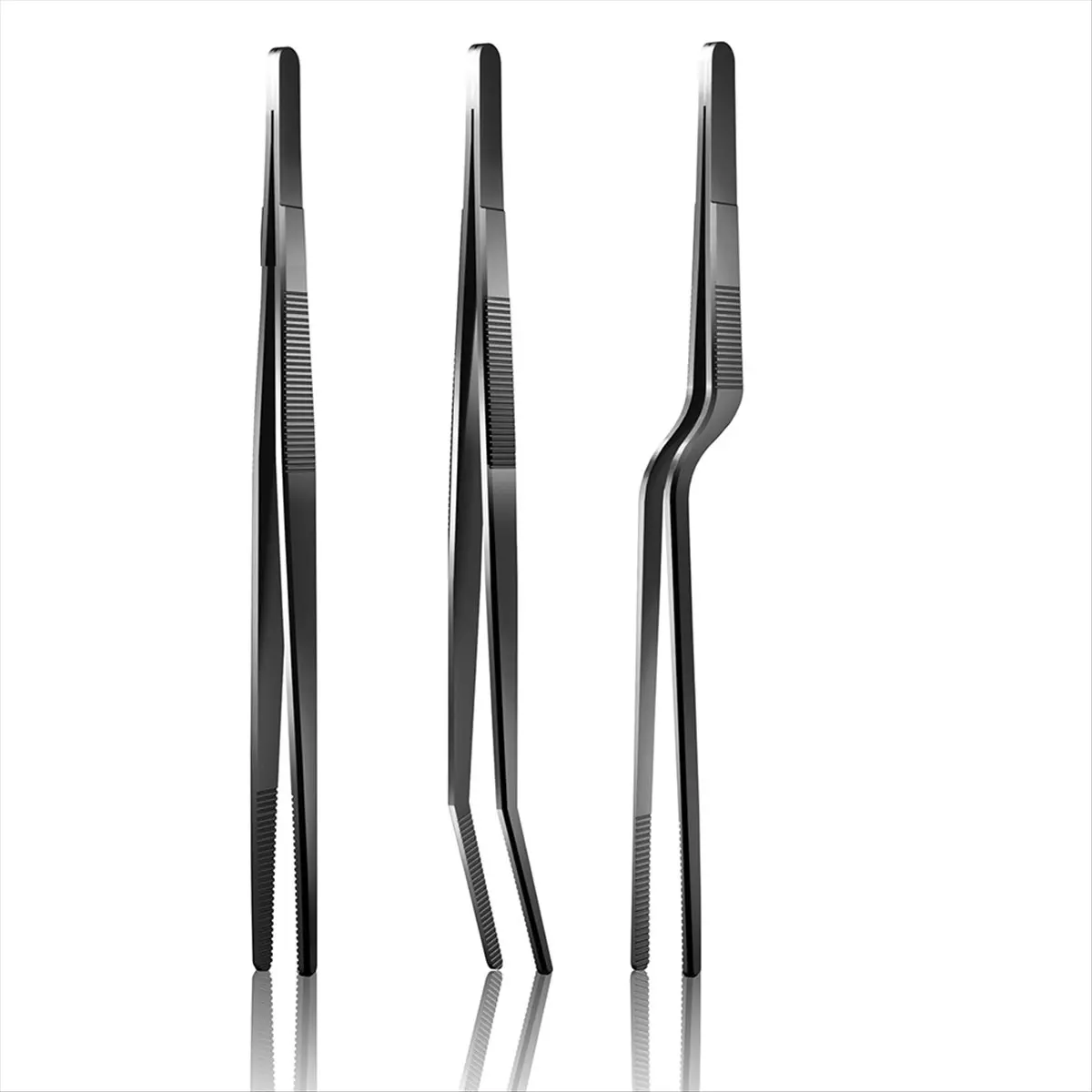 AA14 3 Pcs 30cm Fine Tweezer Tongs, Extra-Long Stainless Steel Cooking Tweezers, Multi-Function Tips Kitchen Serving Tong